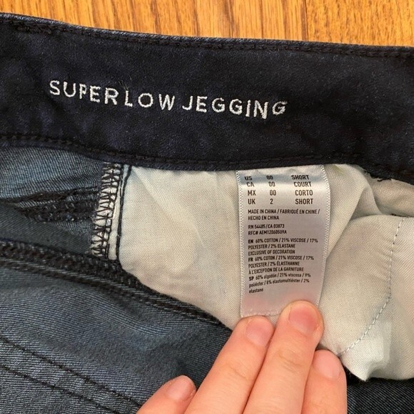 American Eagle Dark Wash Denim Super Low Stretch Skinny Jegging Jeans - Picture 11 of 16